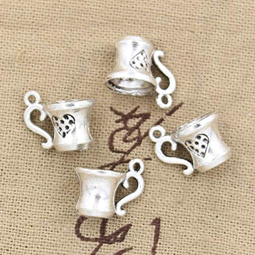 ZZMMSSGG 15Pcs Charms Teacup 10X15Mm Handmade Craft Pendant Making Fit Vintage Tibetan Bronze Silver Color Diy For Bracelet Necklace