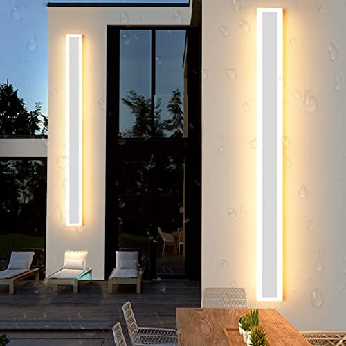 Außenlampe Wand LED Wandleuchten Aussen Innen Weiß Warmweiss 3000K Wasserdicht IP65 Wandlichte Dekorative Wandlampe Moderne Lange Streifen Wandfluter Garten Schlafzimmer Treppen Warmes Licht,150cm