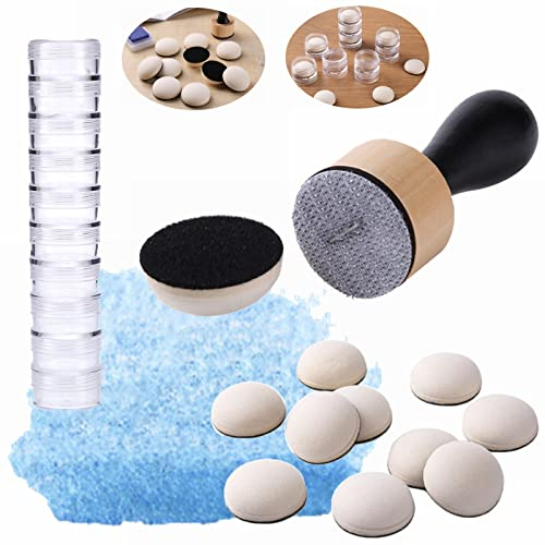Mini Ink Blending Brushes Tools with Replacement Round Foams Refills Round Stackable Jars Storage Cases Set for Scrapbooking Painting Art Supplies Hand Tool Craft Cardmaking Drawing