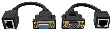 ZUYOOK VGA Extender Network Adapter VGA to RJ45 Cable,VGA 15-Pin Port Female to RJ45 Female Cat5/6 Ethernet LAN Console for Multimedia Video and Extend Distance of VGA Devices (15Cm/6Inch,2PACK)
