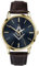 Sekonda Herren-Armbanduhr mit Freimaurer-Motiv, analog, Quarz, goldfarbenes Gehäuse, blaues Zifferblatt, braunes Lederarmband 90095