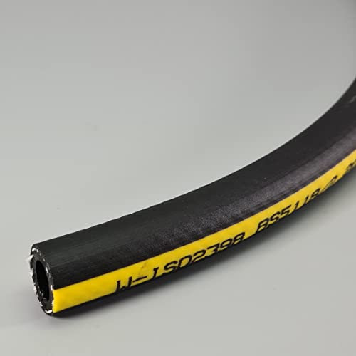 8mm / 0.3 Inch ID Rubber Airline Air Compressor Hose High Vis Yellow Stripe 2 Metre