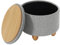 WOLTU Round Stool with Storage Space, Footstool with Lid, Padded Stool, Solid Wood Legs, Linen Cover, Diameter 39x33cm, Light Grey