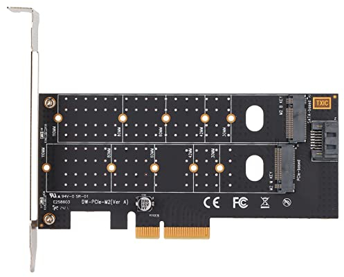 M.2 PCIE Adapterkarte, Poröse PCB Dual M.2 PCIE Adapter Erweiterungskarte für SATA PCIE NVMe SSD, Unterstützt 22 X 30, 22 X 42, 22 X 60, 22 X 80, 22 X 110 Mm M.2 SSD, PCIE 4X/8X/16X