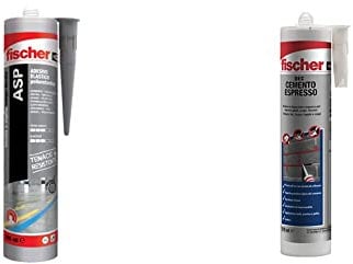 Fischer ASP Grigio, Adesivo sigillante tenace e resistente per giunti a pavimento & DEC Cemento Espresso, Sigillante per la Riparazione e Riempimento di Crepe Giunti Interni ed Esterni
