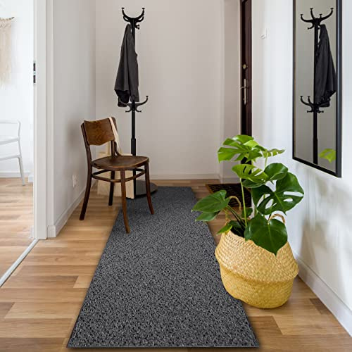 rugsx Moderner, preiswerter Teppichläufer Traffic – Meterware, strapazierfähig – für Küche, Wohnzimmer, Flur, dunkelgrau 60x350 cm