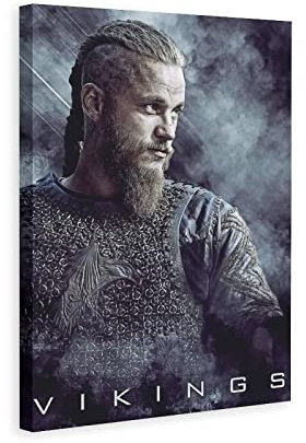 Enartly Leinwand Bilder Wikinger Ragnar Lothbrok Poster Dekoration Wohnzimmer Schlafzimmer Malerei 50x70cm Kein Rahmen