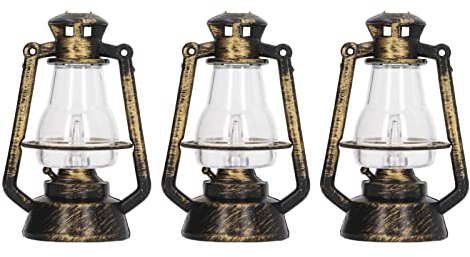 Dilwe 3-teilige Puppenhaus-beleuchtete Lampe, Retro-DIY-Petroleumlampe, Miniatur-Laternendekoration für 1/12 1/6 PuppenhausSchmuckspielzeug