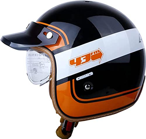 Demi Casque Casque Moto avec Visière Vintage Casques Bols Homologué ECE Casque Mobylette Ouvert Demi Casque Homme Femme Casque Jet pour Cruiser Hélicoptère Scooter 7,M