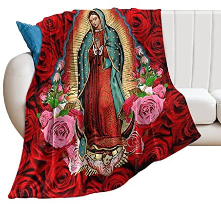 MrpsElk Jungfrau Maria, Decke Virgen de Guadalupe, superweich, Flanell, warme Decken – für Bett, Sofa, Schlafzimmer, Reisen, Heimdekoration, Überwurf Our Lady of Guadalupe (152,4 x 203,2 cm)