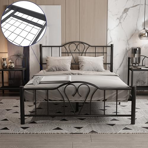 AVENSIS Orkide 4ft6 Heavy Duty Mesh Base Metal Platform Bed Frame Base Mattress Foundation, Premium Strong Steel Support, Under Bed Storage Space, Easy Assembly, Double, Black