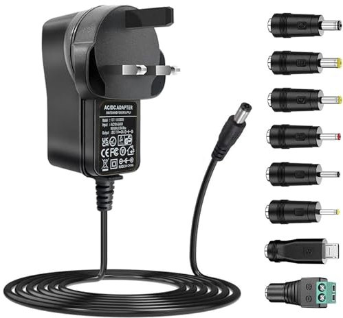 SZZKtech 5V 2A AC Adapter Power Supply DC5V wall charger AC230V to DC 5Volt 2Amp 1.5A 1A 800mA 600mA 500mA 200mA 100mA Power Adapter with 8 changeable DC Plug tips 5v power cord ac dc Adapter