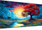 Hjjdiyes Peinture par numéros - Paysage adulte - 90 x 40 cm - Kit de bricolage pour adultes - Peinture par numéros - Grande taille XXL - Fleurs d'eau peinte à la main - Kit huileux - Toile