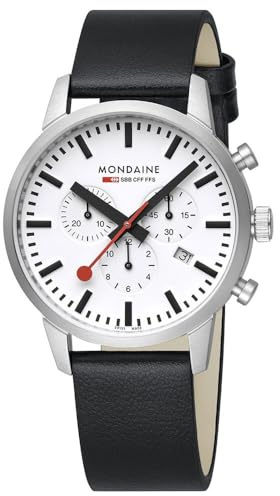 Mondaine NEO Herren Armbanduhr in der Farbe Schwarz mit Armband aus Leder, Wasserdichtigkeit: 5 Bar, Gehäusedurchmesser: 41 mm, MSD.41411.LBV