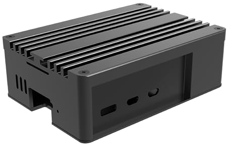 Akasa Pi-5 Pro, Aluminum Raspberry Pi 5 Case with Heatsink, Fanless Passive Cooling, Concealed Micro SD & GPIO Opening, Thermal Kit Included, Black, A-RA13-M2B