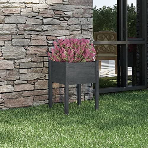 LAPOOH Jardinière Gris 50x50x70 cm Bois de pin Massif,Jardiniere sur Pieds,Jardiniere Terrasse