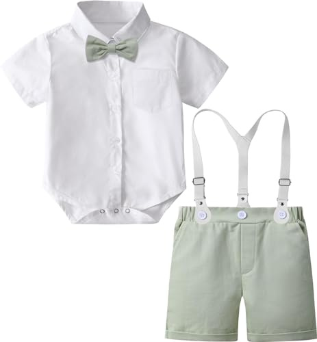 mintgreen Bambino Ragazzo Abiti 2PCS Pasqua Formale Camicia Pantaloni Set con Papillon Bretella 3-18 Mesi