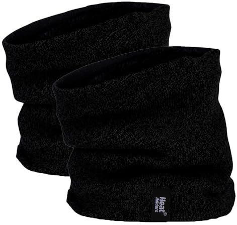 HEAT HOLDERS 2 Pack Mens Neck Warmer Fleece Lining Insulated Neck Gaitar for Winter (One Size, Black)