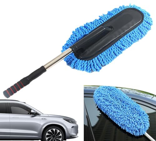 Duster intérieur de Voiture, Duster de Voiture - Brosse à poussière de Voiture réutilisable | Plumeau extérieur de Voiture en Microfibre, sans Rayures, plumeau Polyvalent avec poignée Extensible pour