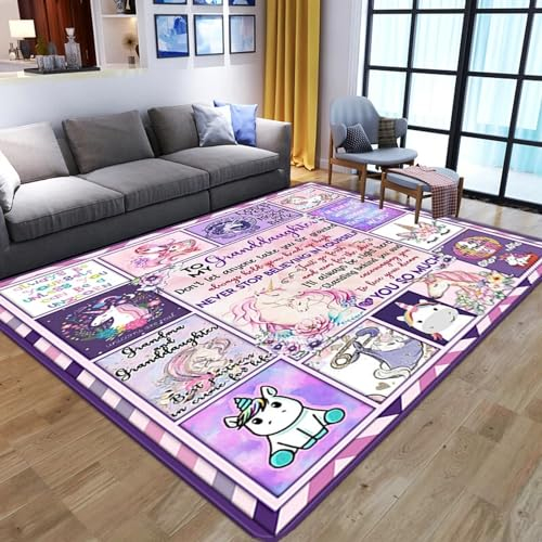 Kinderteppich Cartoon-Tier-Einhorn - Kurzflor Teppich Kinderzimmer Spielteppich Antiallergen Und Extra Weich - Babyzimmer Teppiche Für Junge Und Mädchen Babyteppich 100 X 150 cm -2T8W2K6J4E1Z3