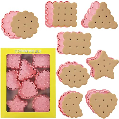 Veszoen 8 Piezas Moldes Galletas 3D Moldes para Galletas Juego de Cortadores de Galletas DIY Moldes Galletas Infantile Cortador Galletas para Repostería Chocolates Cookie Fondant Galletas Tartas