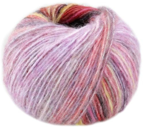 LANA GROSSA Picasso | Soffilo mit 36% Baby Alpaka, 36% Schurwolle (Merino extrafine), 28% Polyamid und interessantem Farbeffekt |50g Wolle zum Stricken & Häkeln | 210m Garn FB 9