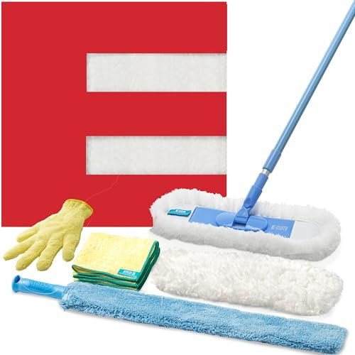 E-Cloth Duster & Cleaning Bundle - Microfiber Cloth Set - Includes Flexi-Edge Floor Dusting Mop, High Performance Dusting Cloth & Glove, Cleaning Wand, and Replacement Mop Head