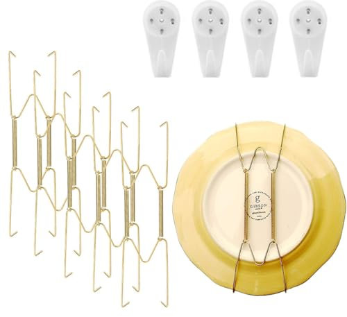 4 Set Pareti Appendini Piastra In Acciaio Inox Compatibile Piatti Decorativi Ganci Piatto Diaplay Holder, Portapiatti da Parete per Esposizione Decorativa,Facile Installazione,4 ganci + 4 chiodi