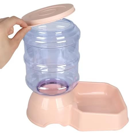 Outdoor Pet Food & Water Dispenser Bottles for Dog Cat Puppy Kitten - 3.8L Capacity Each Cat Dog Automatic Feeder 3.8 L Water Dispenser Food Tray/Container for Pet Dogs (Pink, Drinker)