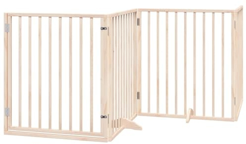 vidaXL Poplar Wood Folding Dog Gate with 8 Panels
