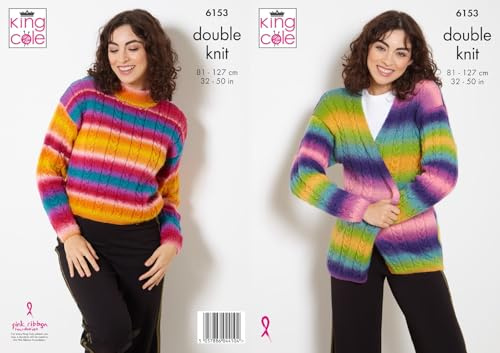 King Cole Knitting Pattern Double Knit Ladies Vibrant Jacket & Sweater (6153)