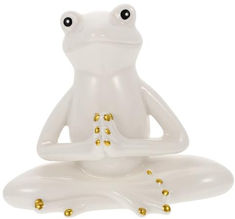 RORPOIR Frosch-Yoga-Ornamente bürodeko büro Dekoration Yoga-Dekoration zelte Heimdekorationen Dekorationen für den Schreibtisch Frosch Figur Teetablett Frosch Ornament Keramik Weiß