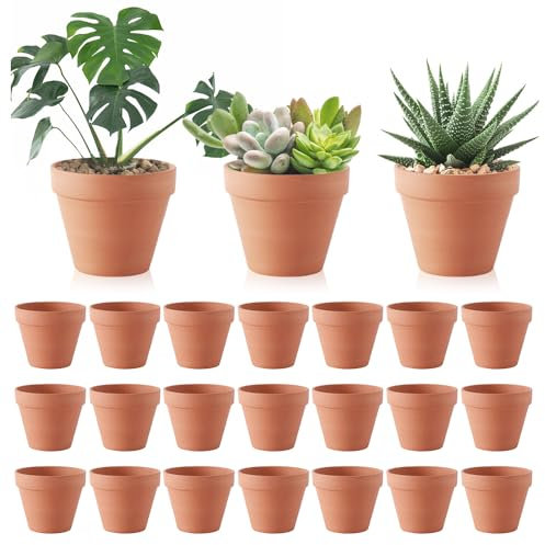Rppiup Lot de 24 Pots de Fleurs, 3,5 x 3 cm Pot Terre Cuite avec Trou de Drainage, Mini Pots en Terre Cuite, Petit Pot De Fleur pour lintérieur, extérieur, Plante Jardin Balcon Décoration