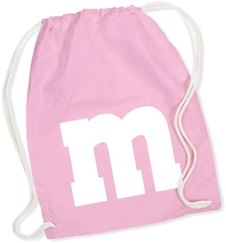 Alsino M und M Turnbeutel - M&M Karneval Kostüm Damen Herren MM Gruppenkostüm - Fasching Verkleidung Rucksack, Farbe rosa
