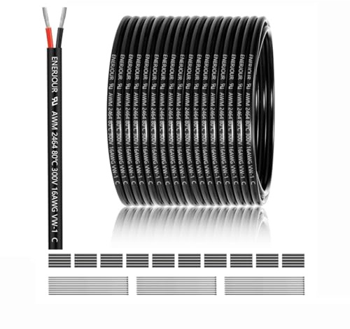 16 AWG 2 x 1,5 mm² 2 cables de 45 metros, 2 hilos de cobre estañado, PVC 16 AWG 2 conductores para CC 5 V/12 V/24 V, iluminación LED, cable de extensión, coche, etc., certificación CE