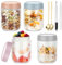 Zocipro 4 Stück Overnight Oats Gläser, Meal Prep Gläser, 500ml over night oats Glas Mealprep mit Deckel für Salat, Chutney, Joghurt,Pudding, Marmelade, Einlegen, Oatmeal Behälter