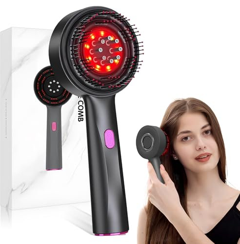 Spazzola Massaggiante per Cuoio Capelluto, Spazzola Massaggiante Elettrica, 2 in 1 Massaggiatore per Cuoio Capelluto Elettrica, Applicatore Olio Capelli con Luce Rossa, per Cura Del Cuoio Capelluto