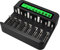 Ruiqas 8-Bay Battery Charger with LCD Display for AA/AAA/C/D Rechargeable Batteries Intelligent Battery Detection Technology