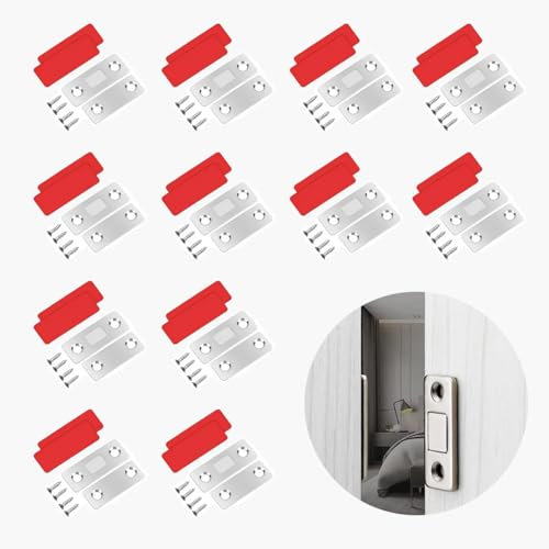 WWYSSZ 12 Piezas Imanes para Puertas de Armario Autoadhesivo, Freno Puerta Corredera Armario, Iman para Cajones, Imanes Cierre Puertas, Pestillo de Puerta Magnético, Imanes Muebles Fácil Instalación