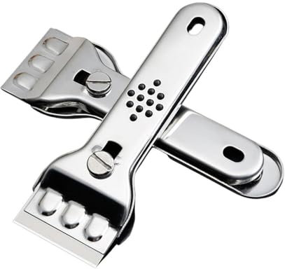 Raschietto per la pulizia di piani cottura a induzione in ceramica, in vetroceramica, con lama, per la pulizia di vernici, argento, 13,5 x 4,5 cm