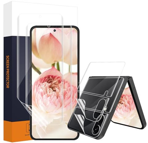 Carantee 2+2 TPU Verre Trempé pour Samsung Galaxy Z Flip 4/3 5G, 3D Full Cover protection écran+Film protecteur au dos, 0,15mm Tactile sensible sans bulles, HD anti-rayures Z Flip 4 Vitre protection