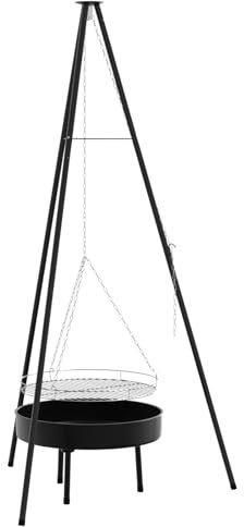 vidaXL Campfire Cooking Tripod with Grill Grate and Fire Bowl 170 cm
