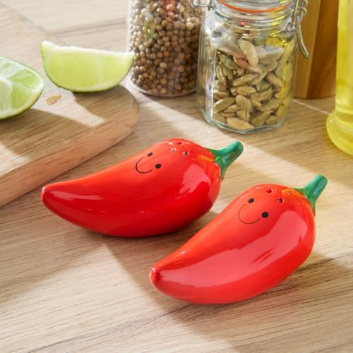 Basilico® Salz- & Pfefferstreuer Chilischote 2er-Set – lustiges Design – Gewürzstreuer 2-teilig ideal für den Küchentisch – originelle Gestaltung sorgt für einen Hingucker