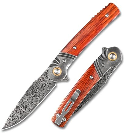 SDOKEDC knives Damastmesser Outdoor Taschenmesser klappmesser für Männer EDC Survival Camping Messer，Angelmesser，Scharfe，Bushcraft，rettungsmesser (Schwarzer Stahlkopf)