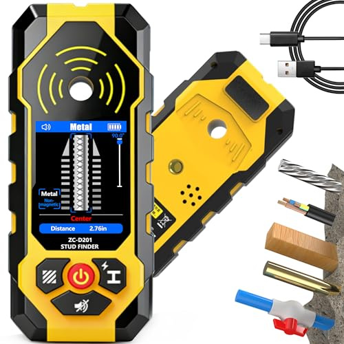 Ortungsgerät Leitungssucher 4 in1 Professioneller Wand Scanner Detektor | Multifunktionaler für Holz, Metalle, Nichteisenmetalle, Kabel, mit Akustischer und Visueller Anzeige ZC-D201