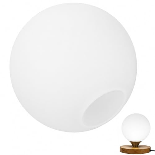 Supvox 18cm Ersatz-Lampenschirm aus Natronkalkglas, Kugelförmiger Milchglas-Schirm mit 70mm Öffnung, Dekorativer Glas-Ersatz für Hängeleuchten & Kronleuchter (Weiß)