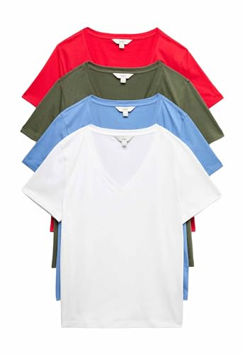 Marks & Spencer Pack de 4 Camisetas 100% algodón con Cuello en Pico