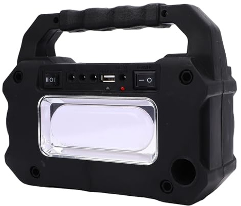 Yanmis Haut-Parleur Bluetooth Portable avec Son Stéréo, Haut-parleurs Bluetooth Multiples avec Radio, Lampe de Poche, Banque d'alimentation USB et Panneau Solaire à 3 Ampoules pour Le