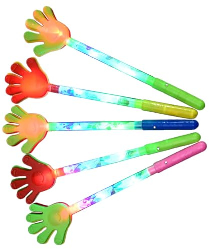 Aplauso Cinco Dedos 5 Piezas de Plástico Luminoso para Animar | Sonido Fuerte, para Boda y Halloween, Paquete de 5 Unidades, Color Aleatorio