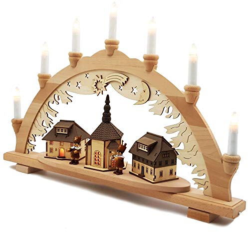XXL Schwibbogen Innenbeleuchtet Seiffener Kirche Original Vogtland Souvenir Schwippbogen Lichterbogen 57cm